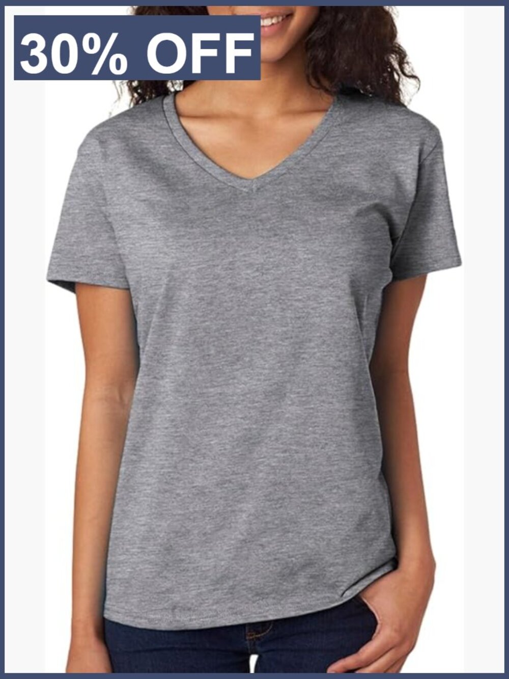 Heavy Cotton V-Neck T-Shirt with Cap Sleeves